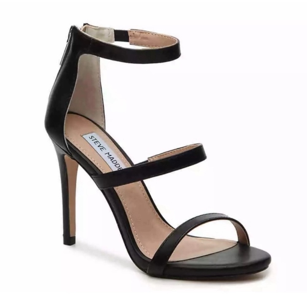 steve madden strappy heels black 8.5 gently worn dress shoes Feelya elegant